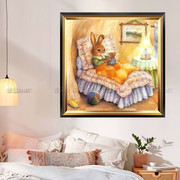 印花dmc十字绣儿童，房油画卡通，温馨兔子彼得兔之听妈妈讲故事
