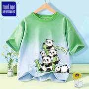 唐狮童装男童短袖t恤2024纯棉儿童男孩衣服，绿色女童夏装上衣