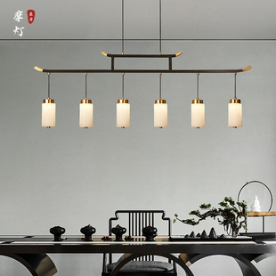 全铜新中式吊灯餐厅灯，设计师现代中国风，别墅高端茶室吧台云石灯具
