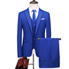 秋季男士商务休闲时尚西装三件套宝蓝色修身大码职业正装西服套装