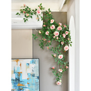 高级仿生花束仿真玫瑰花藤蔓，客厅室内阳台，空调管道庭院装饰假花藤