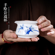 景德镇手绘青花瓷兰公道，杯陶瓷功夫，茶海公杯茶具白瓷家用分茶器