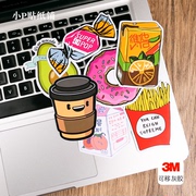 7枚日韩欧美卡通食物笔记本电脑冰箱滑板吉他个性装饰 美容贴纸灰