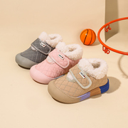 冬季儿童棉鞋加绒室内鞋，雪地靴软底防滑幼儿园，宝宝鞋男童短靴
