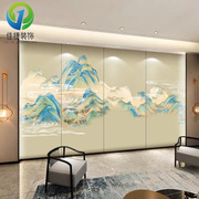 新中式简约硬包背景墙软包刺绣，硬包酒店客厅沙发电视床头背景墙