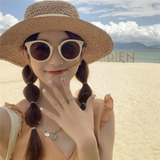 2021韩版白色太阳镜女复古小框可配近视网红百搭防紫外线墨镜