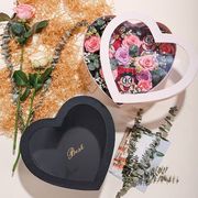 玫瑰花束包装盒爱心盒心形烫金鲜花盒大号，透明开窗水果礼物