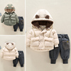 宝宝棉衣套装2022冬装婴儿棉袄男童加绒加厚保暖小童棉服外套