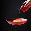 大红色平底喇叭碗个性陶瓷餐具家用餐具创意红色餐厅特色高档摆盘