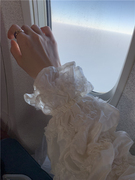 韩国东大门加绒白色衬衫蕾丝，灯笼泡泡袖套头娃娃，衫上衣丝绒连衣裙