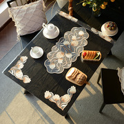 pvc餐桌垫蕾丝刺绣桌布防水防油免洗软玻璃茶几垫台布透明水晶板
