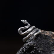 纹砖veinsbrick《灵蛇，》小众原创设计银蛇，纯银s925可调节中性戒指