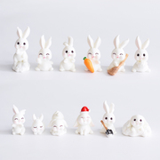 2023小兔子模型摆件12个雪兔子迷你儿童玩具可爱的小物件桌面装饰