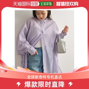 日本直邮CIAOPANIC TYPY 女士透视条纹蝙蝠袖大衬衫 夏季 纱