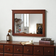闻森家居复古浴室镜，美式咖啡店装饰镜壁挂墙式方形，实木卫生间镜子