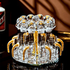 金箔水晶切面白酒杯套装家用玻璃小号一口杯刻度带把分酒器杯架装