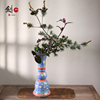 景德镇陶瓷花瓶复古风，中式摆件方形花樽佛堂客厅，五供手绘青花斗彩