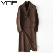 经典棕色大衣超长款英伦欧美时尚