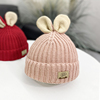 宝宝帽子红色可爱秋冬儿童，毛线帽女童公主，小免耳朵小孩护耳针织帽