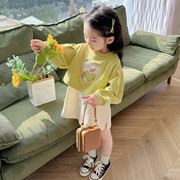 女童套装夏装2024韩版洋气时髦儿童，卫衣裙子女宝宝春装两件套