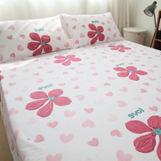 花和爱心纯棉床笠单件全棉床罩床垫保护罩，2023单人床单四件套