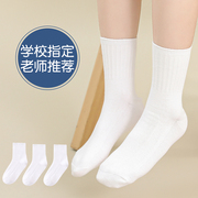 儿童白色袜子夏季薄款网眼棉袜，男童女童春秋，小学生纯白袜中筒短袜