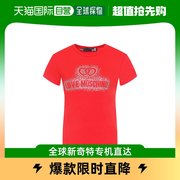 香港直发moschino莫斯奇诺女士红色套头印花圆领短袖T恤衫