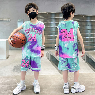 男童夏装套装速干球衣2024中大儿童夏季背心24号篮球服两件套