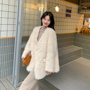 韩版短款小香风皮草羽绒服女2024冬季加厚显瘦减龄羊羔毛外套