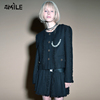 4MILE设计师品牌 胶囊系列 黑色小香风短外套学院风百褶半裙套装