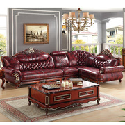 欧式头层牛皮真皮沙发组合客厅家具，中厚皮质转角皮艺沙发