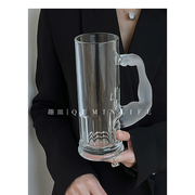 趣皿大容量透明玻璃水杯，高颜值大力士肌肉把手饮料，果汁杯啤酒杯