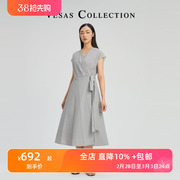 vesascollection唯尚女装，夏季连衣裙宽松短袖，圆领时尚纯棉女裙