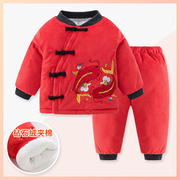 婴儿中国风宝宝周岁礼服，男女童喜庆拜年服冬装新年装唐装夹棉套装