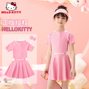 儿童泳衣女童2024hellokitty连体，游泳衣宝宝女孩公主，裙泳装夏