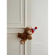 可爱生日小熊玩偶卧室门把手装饰家居摆件创意生日礼物毛绒玩具