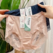 韩国进口内裤女蕾丝花边性感内裤纯色简约中腰包臀三角裤