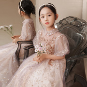 女童生日礼服蓬蓬纱，公主裙花童泡泡袖，小女孩钢琴演出服春季六一