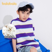 巴拉巴拉男童t恤童装2022款式夏装儿童短袖纯棉中大童时尚条纹潮