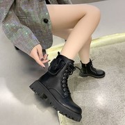 韩版马丁靴女春秋厚底百搭2022年短靴英伦风经典圆头复古靴子