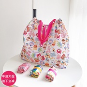 可爱卡通购物袋轻便携折叠环保布包大容量手提单肩束口超市旅行