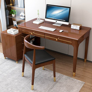 实木书桌简约家用办公台式电脑桌带边柜伸缩转角学习高中生写字桌
