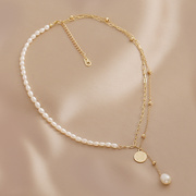 珍珠项链女气质复古时尚个性小众设计感双层叠戴流苏颈链锁骨链