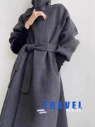 依贝哆海棠大衣，2023秋冬韩版高端设计长款双面，大衣女外套