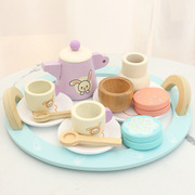 木制过家家小兔茶具仿真下午茶，咖啡机茶壶餐具厨房宝宝玩具切切乐