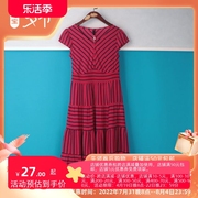 丽新折扣女装 H海5 系列22夏大码  连衣裙松紧腰竖条女裙子
