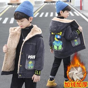 儿童装男童冬装外套加绒2021年秋冬款洋气加厚中大童男孩衣服