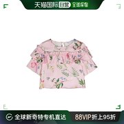 香港直邮潮奢 Monnalisa 女童花卉印花荷叶边T恤童装