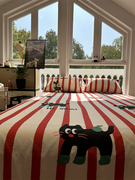 卡通红条纹可爱苹果小猫纯棉床笠床单单件1.35保护套全棉床罩宿舍