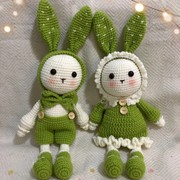长耳朵兔子精灵兔情侣兔手工diy材料包毛线编织钩针玩偶小兔年